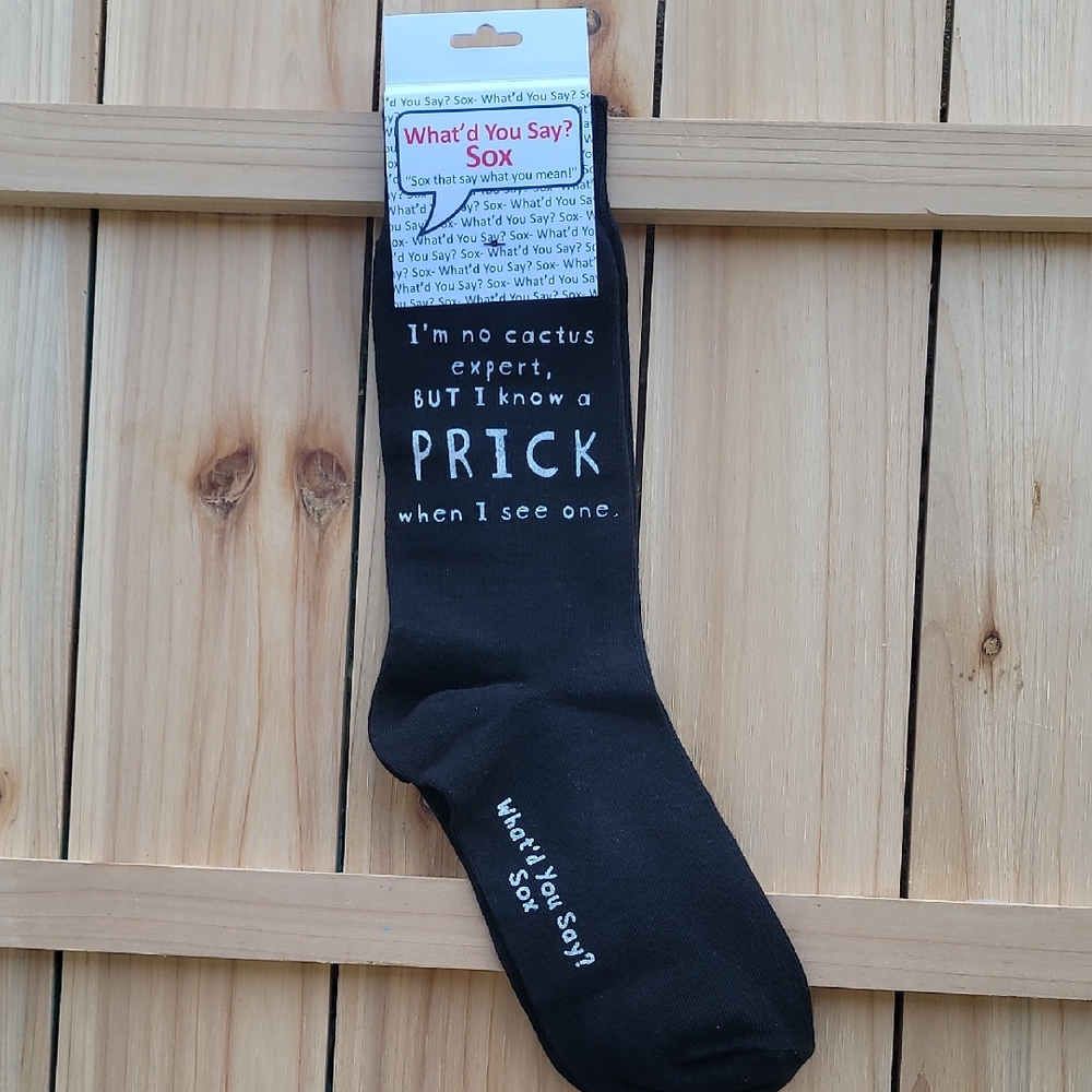 NWT Foozy's Unisex What'd You Say? Sox Black with Fun Quote